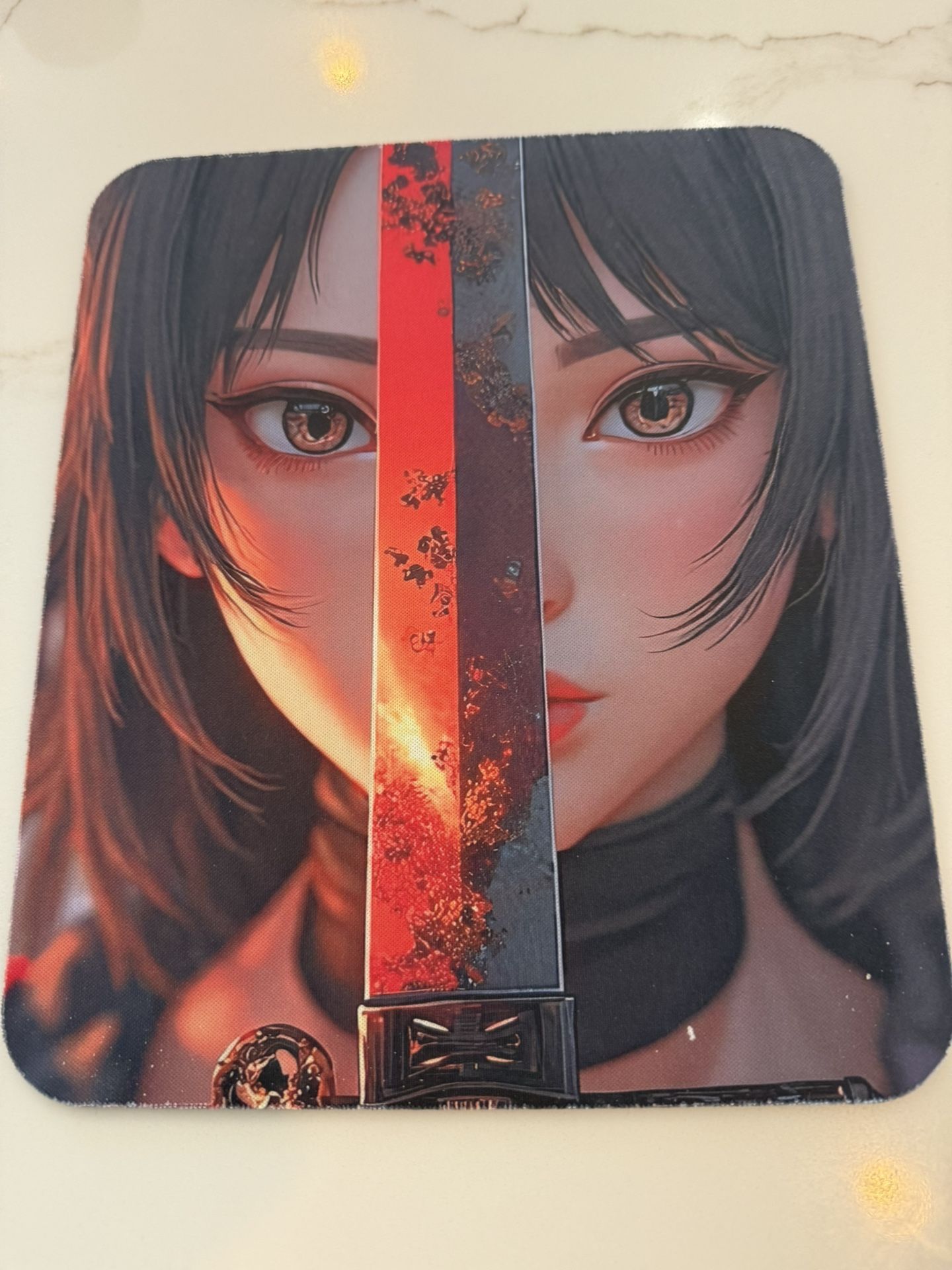 Anime girl with Sword character Mouse Pad