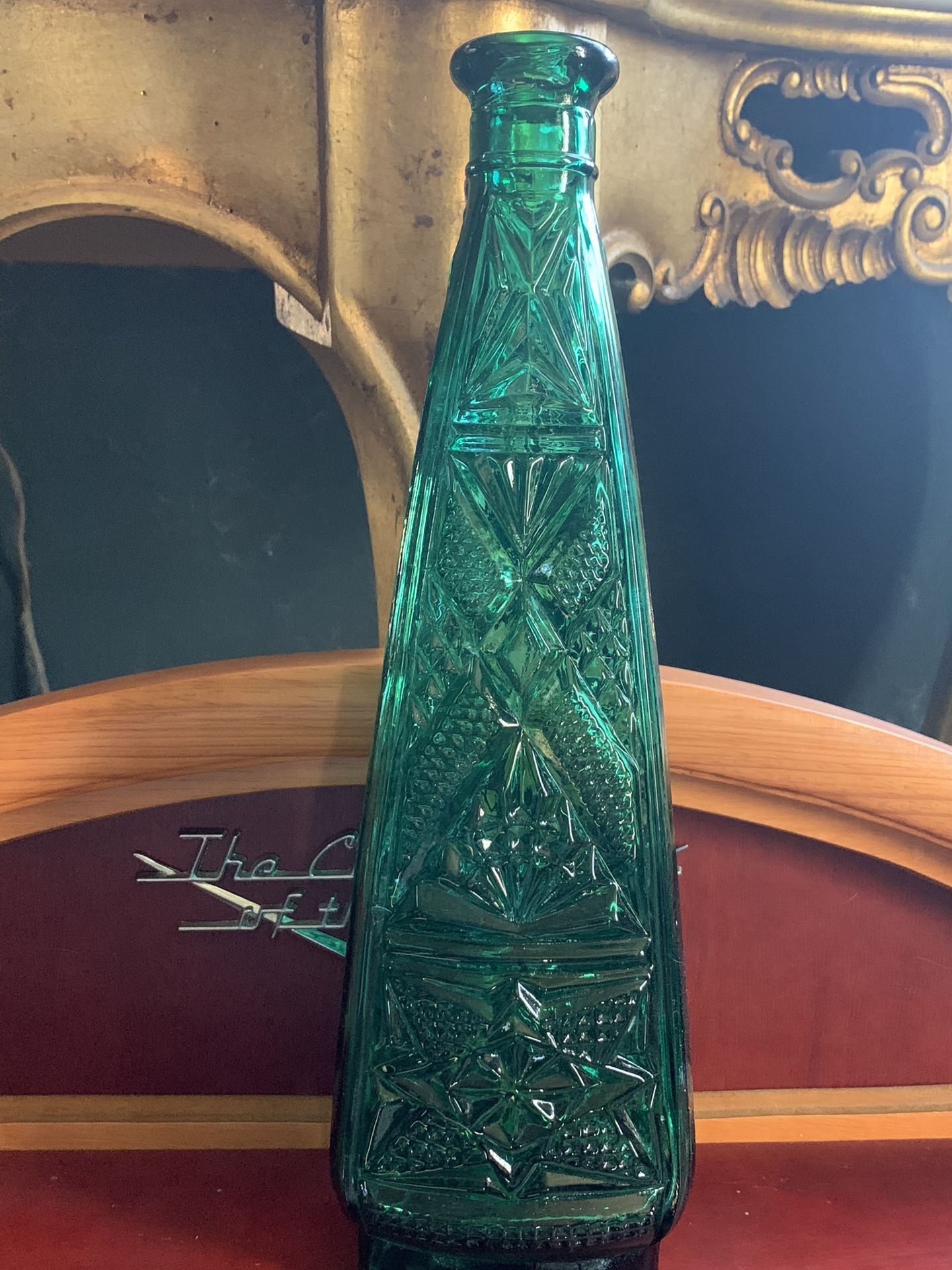 Vintage Triangle Genie Bottles 3 Sided Italian Glass Decanters *Missing stopper*