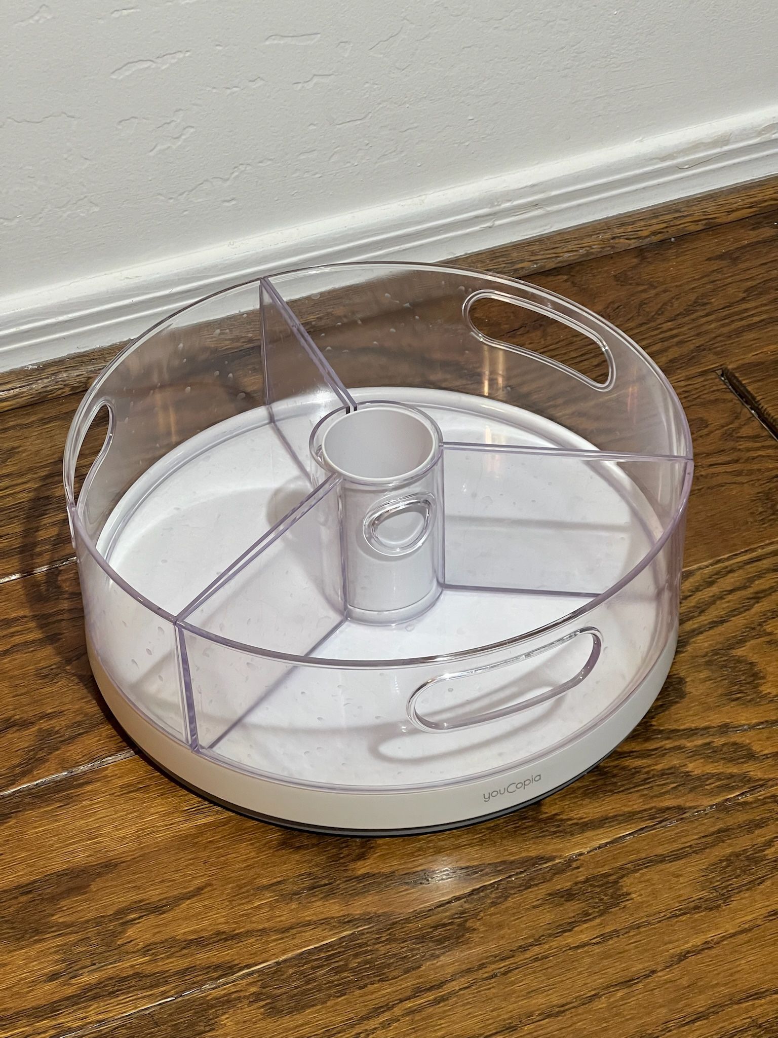 YouCopia Crazy Susan Lazy Susan Organizer, 6 BPA-Free Removable Clear Bins with Handles