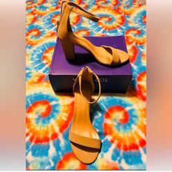 Beige Block Heel Sandals