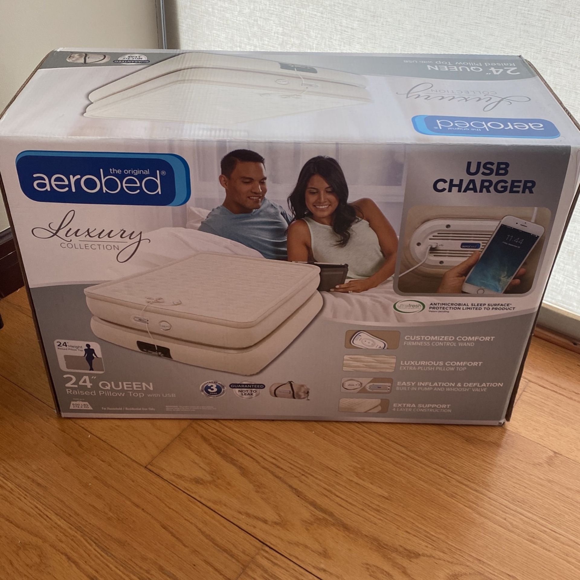 Aerobed Luxury 24 Inch Queen Bed w/ USB Charger