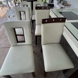 Table and chairs dining set, glass/wood table. Cabinet included (lights work)
