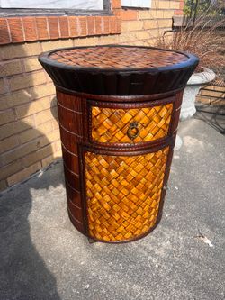 Gorgeous rattan and bamboo side table
