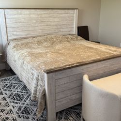 King Size Bed Frame, Dresser And 1 Night Stand
