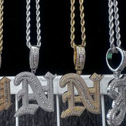 Gold Plated Letters With Stainless Steel Rope Chain 