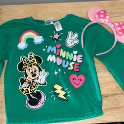 Disney Minnie, mouse sweatshirt with mini ears, girls size 6