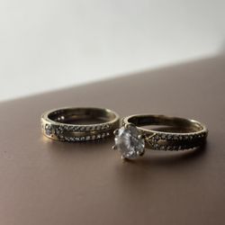 Gold Wedding Band Set 