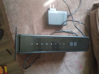 Black Wireless Router with Power Adapter