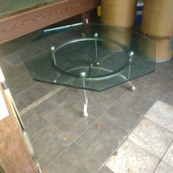 Modern Acrylic Octagon Glass Top Coffee Table