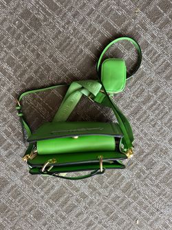 Green Crossbody Bag with Mini Pouch