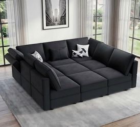 ✨ Black 9-Seat Modular Sleeper Sectional Sofa ✨ ($10 delivery)