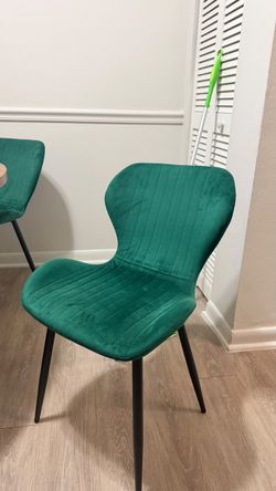 Green Velvet Dining Chair with Black Legs