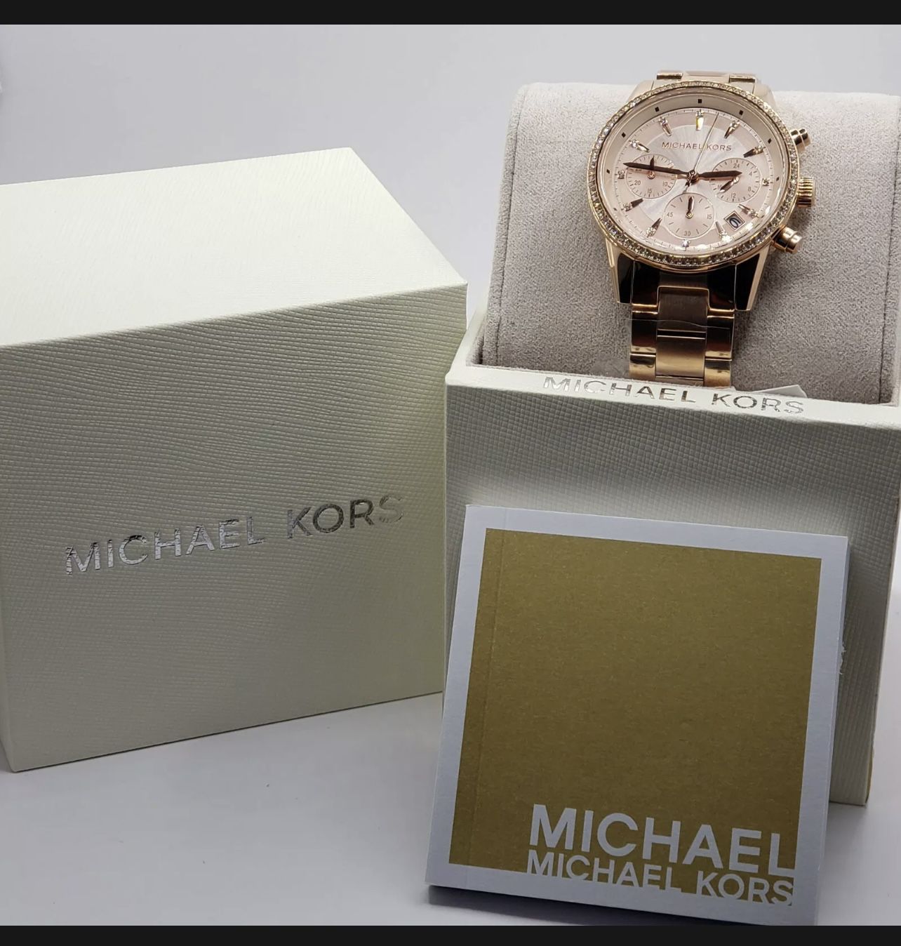 NEW GENUINE Michael Kors Women's Ritz Rose Gold Dial Ladies Watch - MK6357
