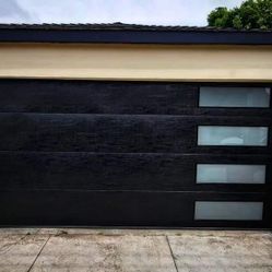 Black Garage Door With Windows 