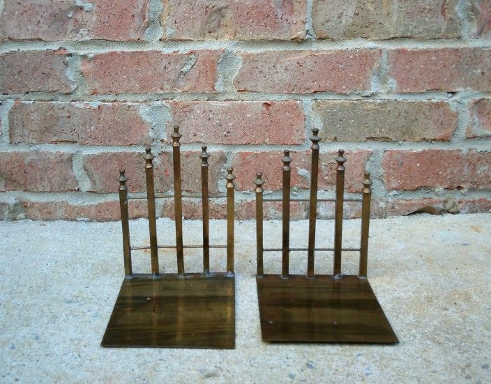 Vintage Brass Fence-Style Bookends 