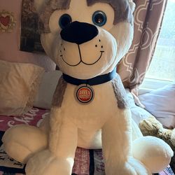 HUGE, 31” tall Puppy Dog -  Blue Eyes