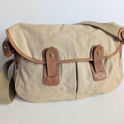 Bass Vintage Leather & Cotton Canvas Fishing Bag Messenger Bag Shoulder Bag