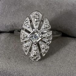 Anillo Stainless Size 7 Piedra Zirconia Joyeria Antigua 