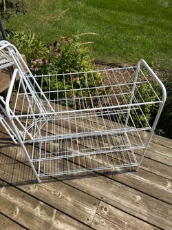 3- White Wire Metal Shoe Rack 3-Tier