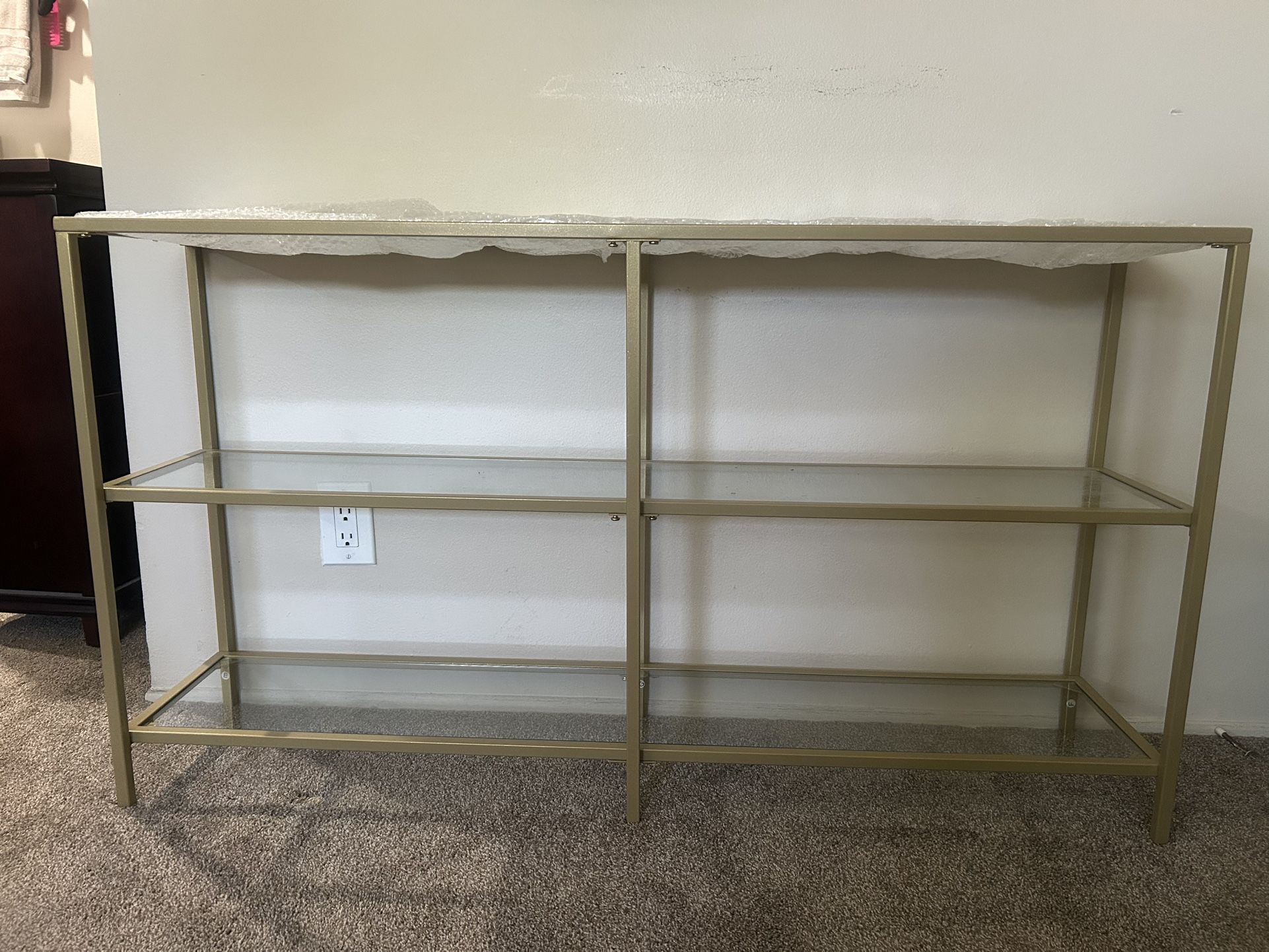 Gold Glass Console Tables (2)