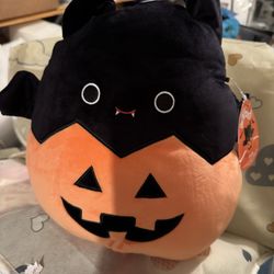 New Squishmallow Treat Pail Emily the Bat, Black/Orange