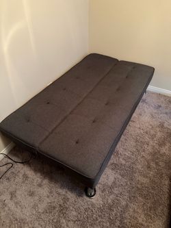 Dark Gray Tufted Futon Sofa Bed (only slept/sat on 5 times)