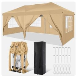 10'x20' Pop Up Party Tent Gazebo Wedding Canopy with 6 Sidewalls,  White