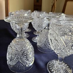 Heavy Lead Crystal Pitcher And 10 Goblets