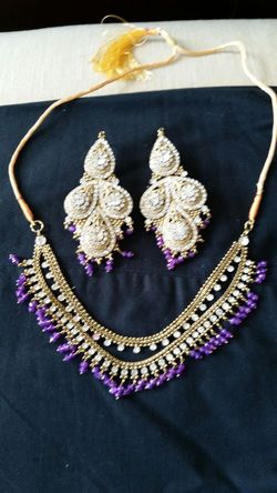 Indian bridal jewelry gold and silver plated.