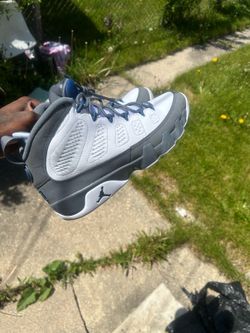 Jordan retro 9, White, Grey, blue, sz 11 men’s.