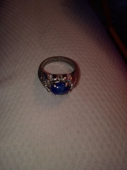 14k White Gold Ring With A Star Blue Topaz Very Nice Ring