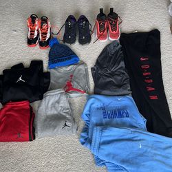 Youth Air Jordan and Nike clothes and shoes lot.