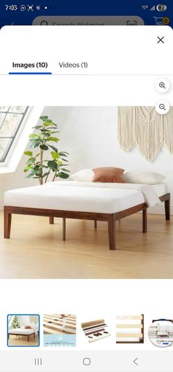Mellow Naturalista Classic 16 Inch Solid Wood Platform Bed with Wooden Slats, Espresso, Full