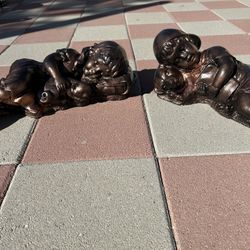 New Girl And Boy With Dog And Cat Made Out Of Cement Perfect Gift 🎁 