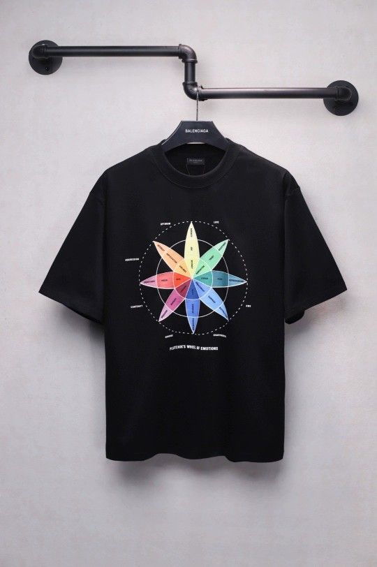 Balenciaga/Compass color card short-sleeved T-shirt