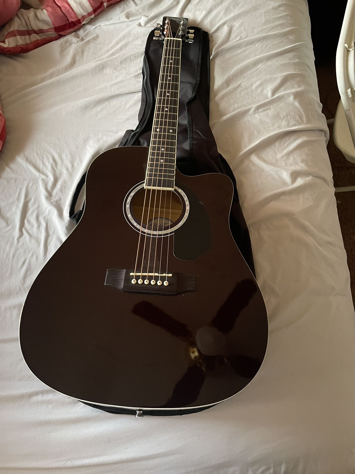 Ashthorpe Full-Size Cutaway Thinline Acoustic-Electric Guitar 
