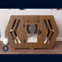 Walnut & Ivory - Hexxon Modern Dog Crate, Dog Bed, Dog Crate, Dog Kennel, Wood Dog House, Pet House, Pet Furniture, Dog Furniture,
