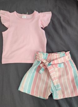 Toddler Shirt & Striped Shorts Set