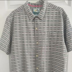 Tommy Bahama Island Modern Men's XL Gray Blue Button Up Shirt