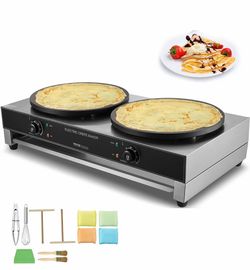 Waffle Maker conmercial 2 Pcs, Electric Stainless Steel Crepe/Bubble Waffle/Pancake Maker, Temp Control 122-482℉, Electric Ice Cream Cone Maker, Resta