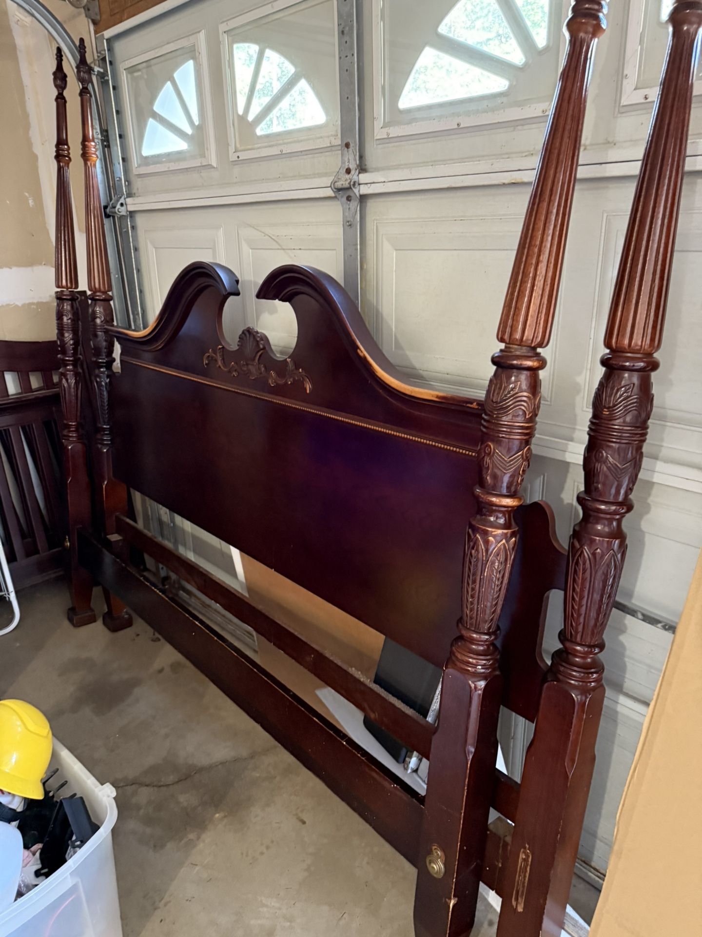Used king Size Headboard. Can Be Painted And Restore.  Only got the headboard and the footboard. The railings are all torn up. Come make me an offer t