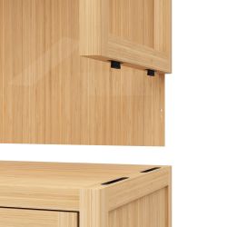 Bamboo Storage Cabinet, Freestanding Bathroom Cabinet with 2 Doors, Floor Cabinet Organizer for Living Room, Kitchen, Entryway
