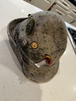 Vintage Tyrolean Wool Felt Hat with Souvenir Pins