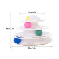 White Interactive Cat Tower Toy with 4 Tiers of Tracks