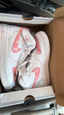 Custom Pink White High Top Air Force 1 Nikes