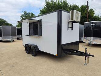 2026 New 7x14 TA Screwless Vending Enclosed Trailer | 50 AMP Electric Pkg. w/Mini Split & Sink Pkg. | .08 polycor | dexter axles | 1184 (WHITE