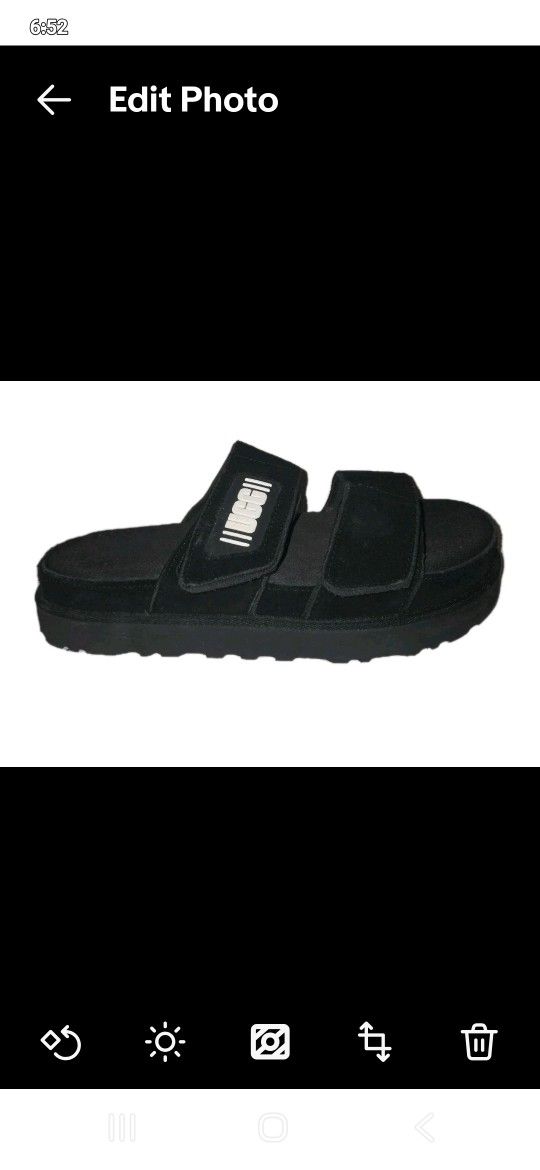 UGG Greer Suede Platform Slide Slippers Sandals Black Slip On Womens Size 10