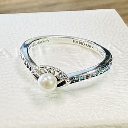Pandora Princess Ariel Shell Treated Freshwater Cultured Pearl Ring #193654C01  ~ PANDORA GIFT BOX & PANDORA POLISHING CLOTH Included ~ CHOOSE SIZE + 