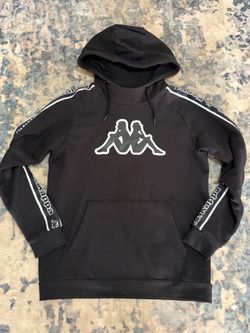 Kappa Black Pullover Hoodie with Tape Detail