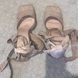 Nude Velvet Heels